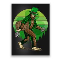Funny St Patrick's Day Leprechaun Sasquatch With Beer Poster