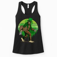 Funny St Patrick's Day Leprechaun Sasquatch With Beer Womens Tank Top