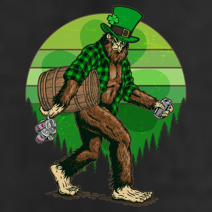 Funny St Patrick's Day Leprechaun Sasquatch With Beer Trucker Hat