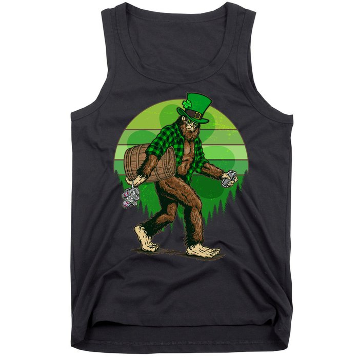 Funny St Patrick's Day Leprechaun Sasquatch With Beer Tank Top