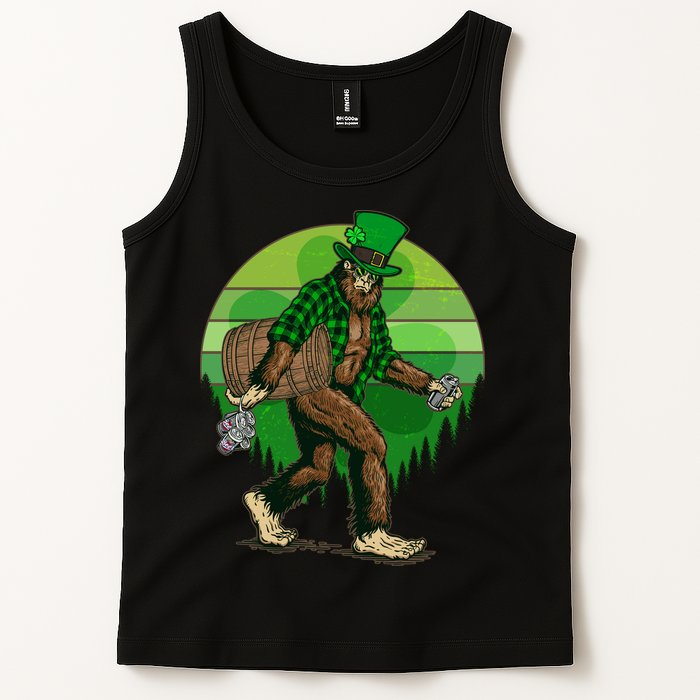 Funny St Patrick's Day Leprechaun Sasquatch With Beer Tank Top