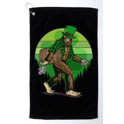 Funny St Patrick's Day Leprechaun Sasquatch With Beer Golf Towel