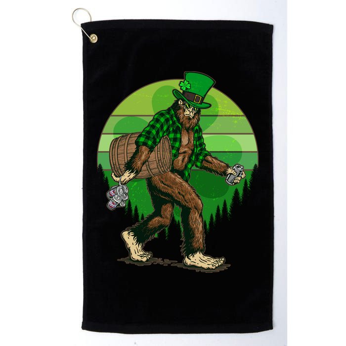 Funny St Patrick's Day Leprechaun Sasquatch With Beer Golf Towel