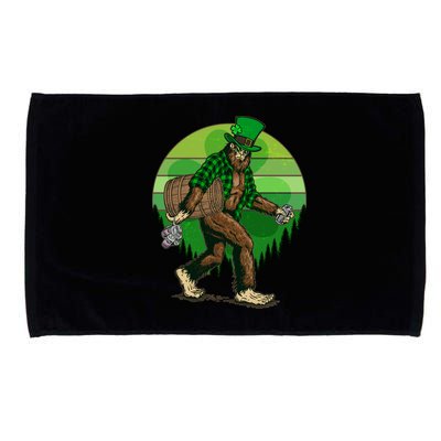 Funny St Patrick's Day Leprechaun Sasquatch With Beer Microfiber Hand Towel
