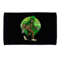 Funny St Patrick's Day Leprechaun Sasquatch With Beer Microfiber Hand Towel