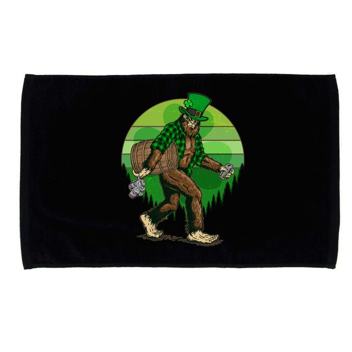 Funny St Patrick's Day Leprechaun Sasquatch With Beer Microfiber Hand Towel