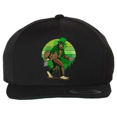 Funny St Patrick's Day Leprechaun Sasquatch With Beer Wool Snapback Cap