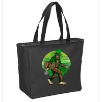 Funny St Patrick's Day Leprechaun Sasquatch With Beer Zip Tote Bag