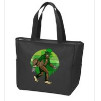 Funny St Patrick's Day Leprechaun Sasquatch With Beer Zip Tote Bag