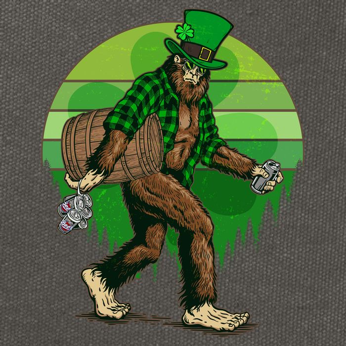 Funny St Patrick's Day Leprechaun Sasquatch With Beer Cotton Canvas Backpack