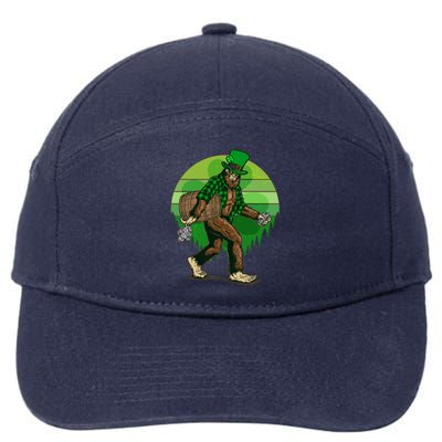 Funny St Patrick's Day Leprechaun Sasquatch With Beer 7-Panel Snapback Hat