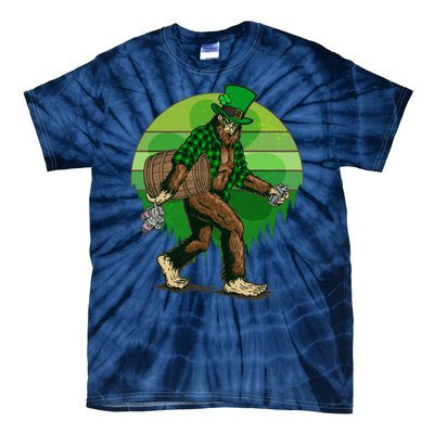 Funny St Patrick's Day Leprechaun Sasquatch With Beer Tie-Dye T-Shirt