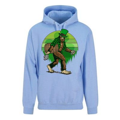 Funny St Patrick's Day Leprechaun Sasquatch With Beer Unisex Surf Hoodie