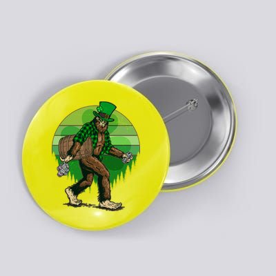 Funny St Patrick's Day Leprechaun Sasquatch With Beer Button
