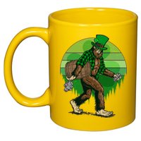 Funny St Patrick's Day Leprechaun Sasquatch With Beer 11oz C Handle Ceramic Mug