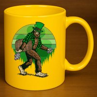 Funny St Patrick's Day Leprechaun Sasquatch With Beer 11oz C Handle Ceramic Mug