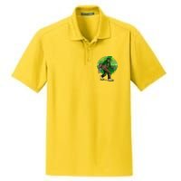 Funny St Patrick's Day Leprechaun Sasquatch With Beer Dry Zone Grid Polo
