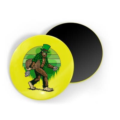 Funny St Patrick's Day Leprechaun Sasquatch With Beer Magnet