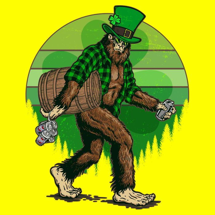 Funny St Patrick's Day Leprechaun Sasquatch With Beer Women's V-Neck T-Shirt