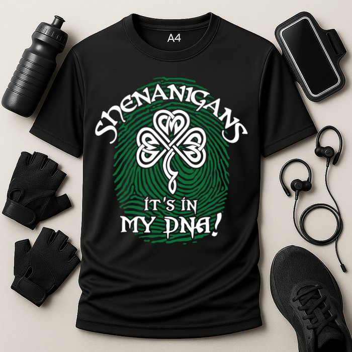 Funny St Patrick's Day Shenanigans It's In My DNA Fingerprint Performance Shirt