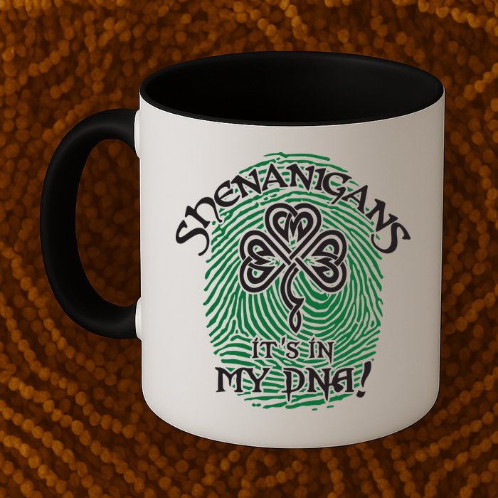 Funny St Patrick's Day Shenanigans It's In My DNA Fingerprint Mug