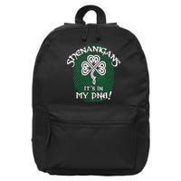 Funny St Patrick's Day Shenanigans It's In My DNA Fingerprint 16 in Basic Backpack