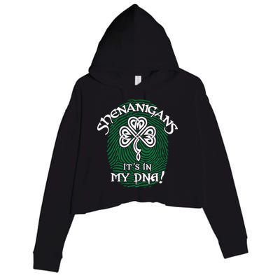 Funny St Patrick's Day Shenanigans It's In My DNA Fingerprint Crop Fleece Hoodie