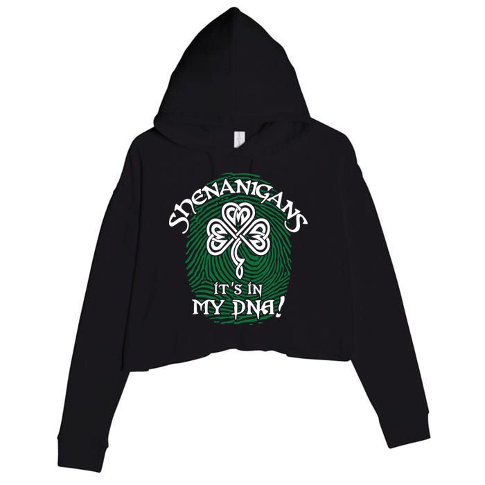 Funny St Patrick's Day Shenanigans It's In My DNA Fingerprint Crop Fleece Hoodie