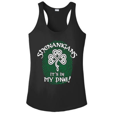 Funny St Patrick's Day Shenanigans It's In My DNA Fingerprint Ladies PosiCharge Competitor Racerback Tank
