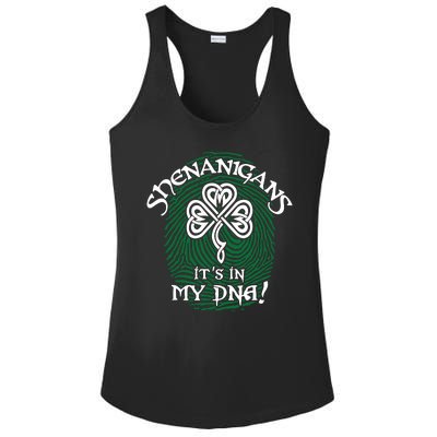 Funny St Patrick's Day Shenanigans It's In My DNA Fingerprint Ladies PosiCharge Competitor Racerback Tank