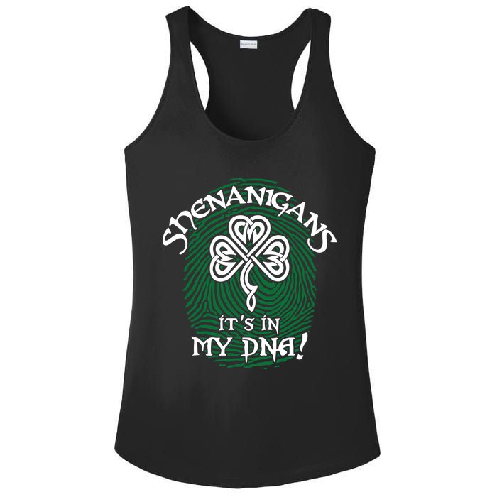 Funny St Patrick's Day Shenanigans It's In My DNA Fingerprint Ladies PosiCharge Competitor Racerback Tank