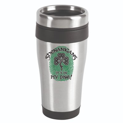 Funny St Patrick's Day Shenanigans It's In My DNA Fingerprint 16oz Travel Tumbler