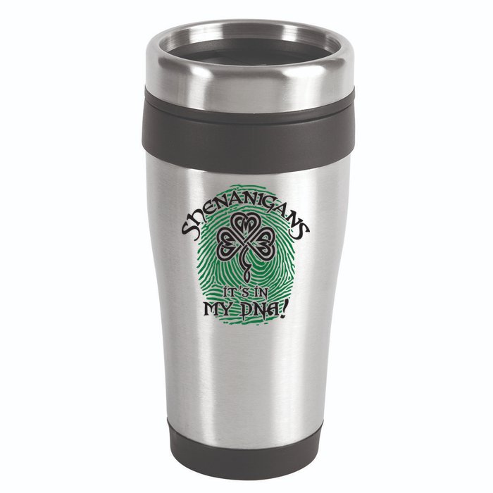 Funny St Patrick's Day Shenanigans It's In My DNA Fingerprint 16oz Travel Tumbler
