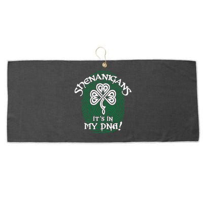 Funny St Patrick's Day Shenanigans It's In My DNA Fingerprint Large Microfiber Waffle Golf Towel