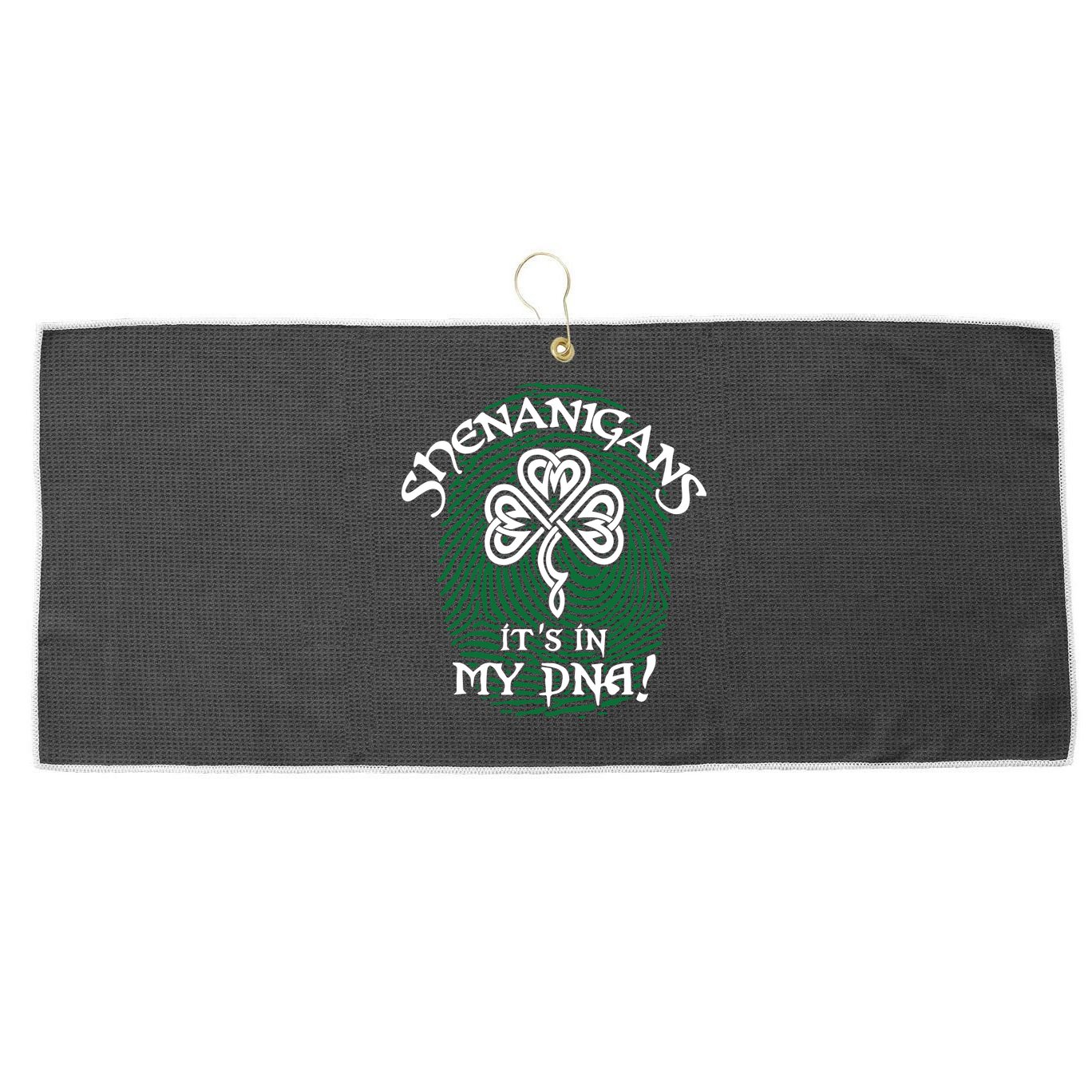 Funny St Patrick's Day Shenanigans It's In My DNA Fingerprint Large Microfiber Waffle Golf Towel