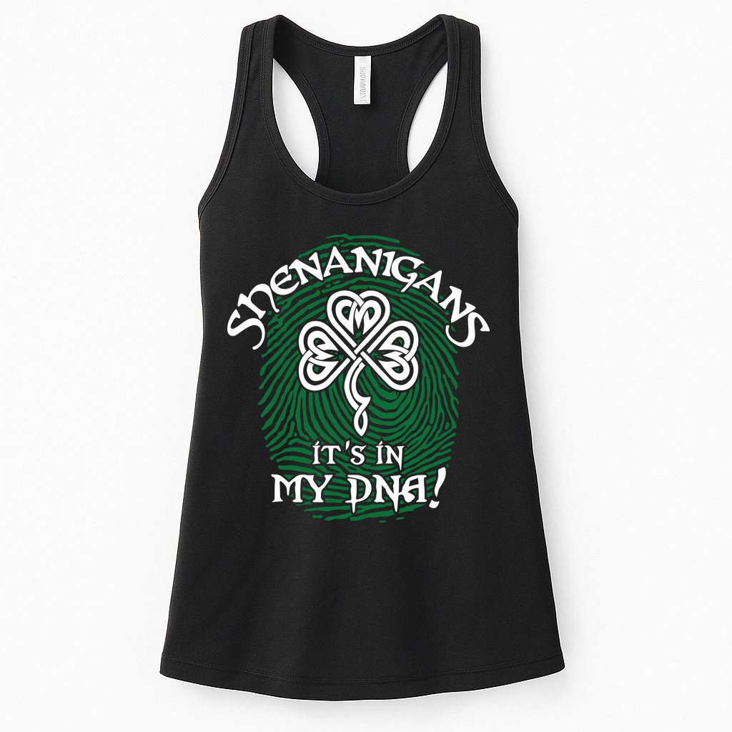 Funny St Patrick's Day Shenanigans It's In My DNA Fingerprint Womens Tank Top