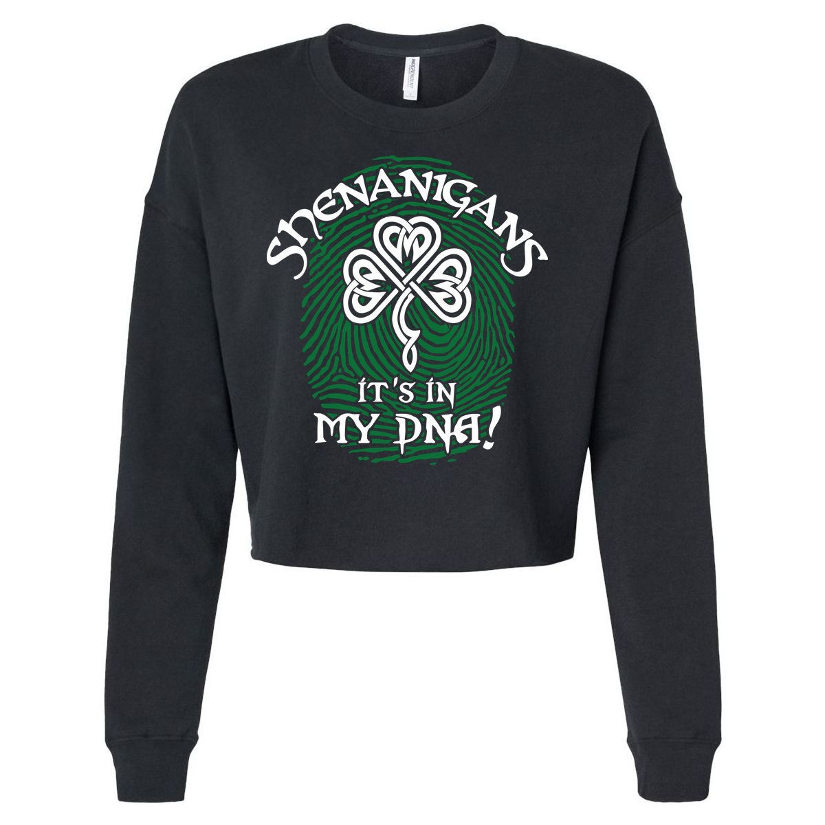 Funny St Patrick's Day Shenanigans It's In My DNA Fingerprint Cropped Pullover Crew