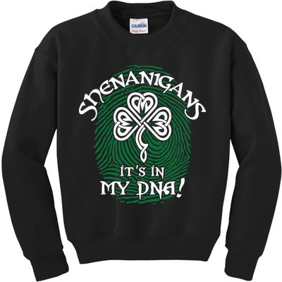 Funny St Patrick's Day Shenanigans It's In My DNA Fingerprint Kids Sweatshirt