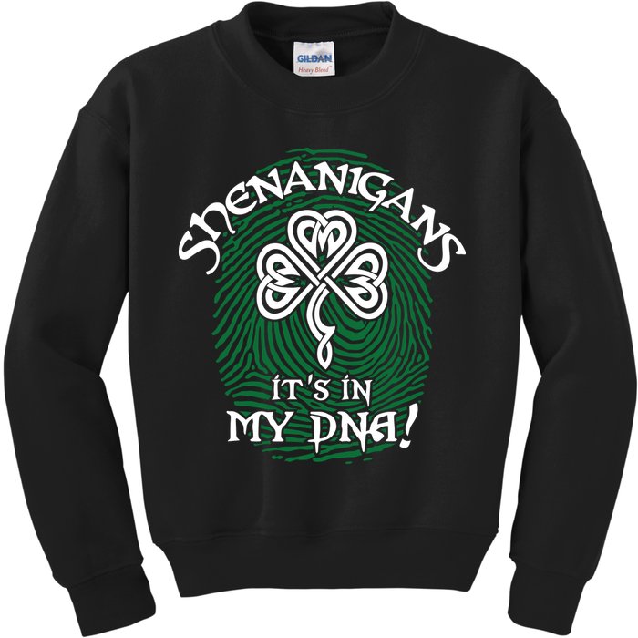 Funny St Patrick's Day Shenanigans It's In My DNA Fingerprint Kids Sweatshirt