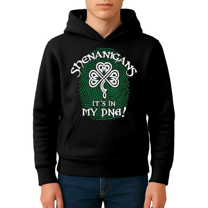 Funny St Patrick's Day Shenanigans It's In My DNA Fingerprint Kids Hoodie