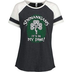 Funny St Patrick's Day Shenanigans It's In My DNA Fingerprint Enza Ladies Jersey Colorblock Tee