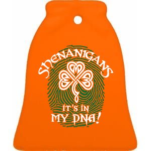 Funny St Patrick's Day Shenanigans It's In My DNA Fingerprint Ceramic Bell Ornament