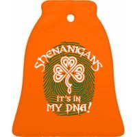 Funny St Patrick's Day Shenanigans It's In My DNA Fingerprint Ceramic Bell Ornament