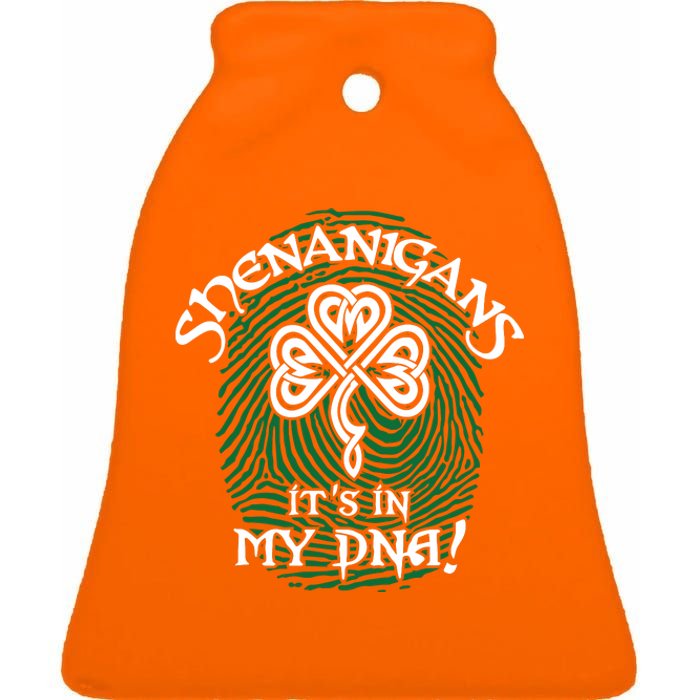 Funny St Patrick's Day Shenanigans It's In My DNA Fingerprint Ceramic Bell Ornament