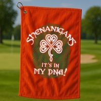 Funny St Patrick's Day Shenanigans It's In My DNA Fingerprint Golf Towel