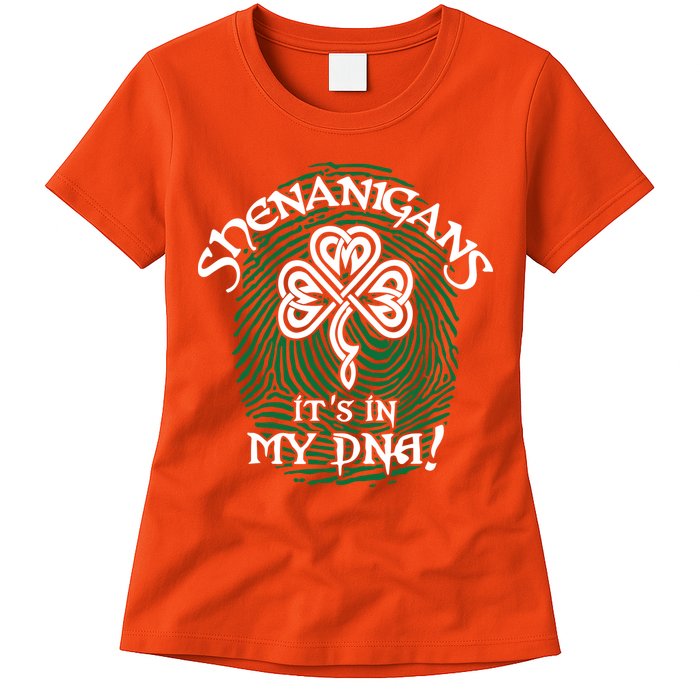 Funny St Patrick's Day Shenanigans It's In My DNA Fingerprint Womens T-Shirt