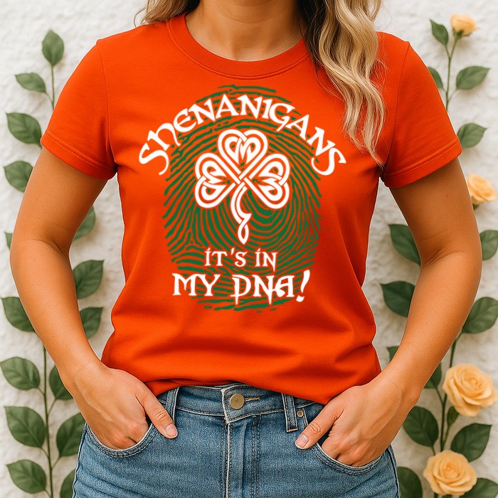 Funny St Patrick's Day Shenanigans It's In My DNA Fingerprint Womens T-Shirt