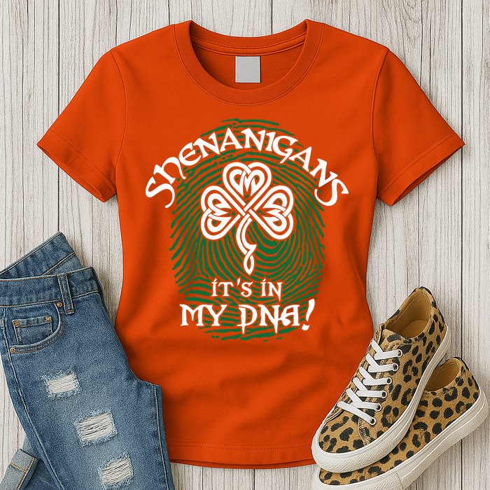 Funny St Patrick's Day Shenanigans It's In My DNA Fingerprint Womens T-Shirt