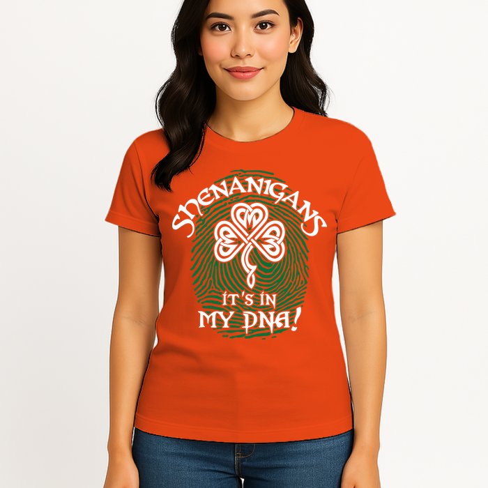Funny St Patrick's Day Shenanigans It's In My DNA Fingerprint Womens T-Shirt