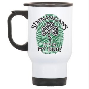 Funny St Patrick's Day Shenanigans It's In My DNA Fingerprint Stainless Steel Travel Mug